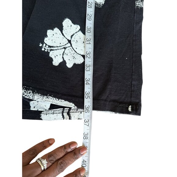 Vintage 90's Black with White Fish Print Stretchy Cotton Maxi Dress size Large - Picture 8 of 13